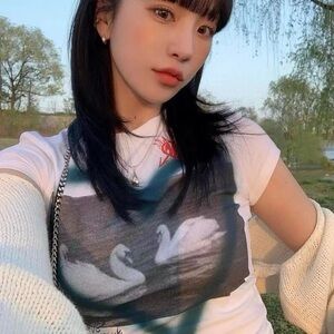 Y2K Graphic Swan Crop Top